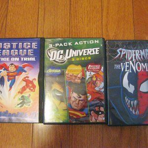 Justice League-Justice On Trial, DC Universe 3 disc set & Spiderman  Ven…